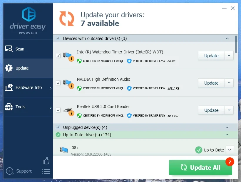 Поиск свежих драйверов - Driver Easy Pro 5.8.0.17776 Portable by FC Portables — изображение 1
