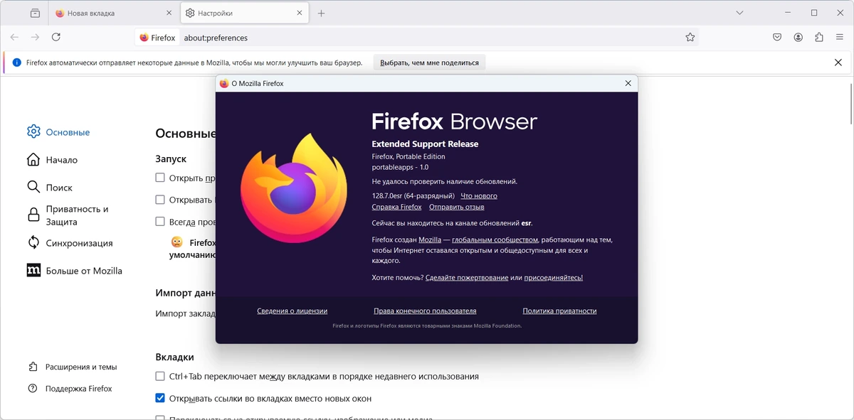 Портативный браузер Firefox Browser ESR 128.7.0 by PortableApps — изображение 1