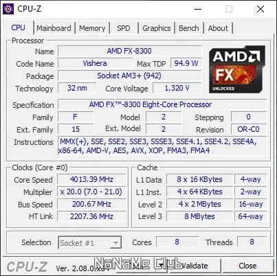 Получение данных о процессоре - CPU-Z 2.08.0 + Portable — изображение 1