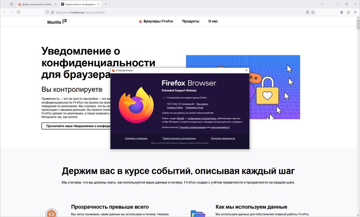Firefox Browser ESR 128.12.0 — изображение 1