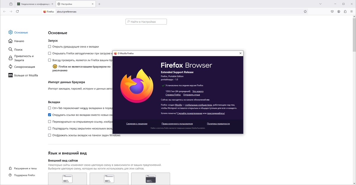 Портативный браузер Firefox Browser ESR 128.8.1 by PortableApps — изображение 1