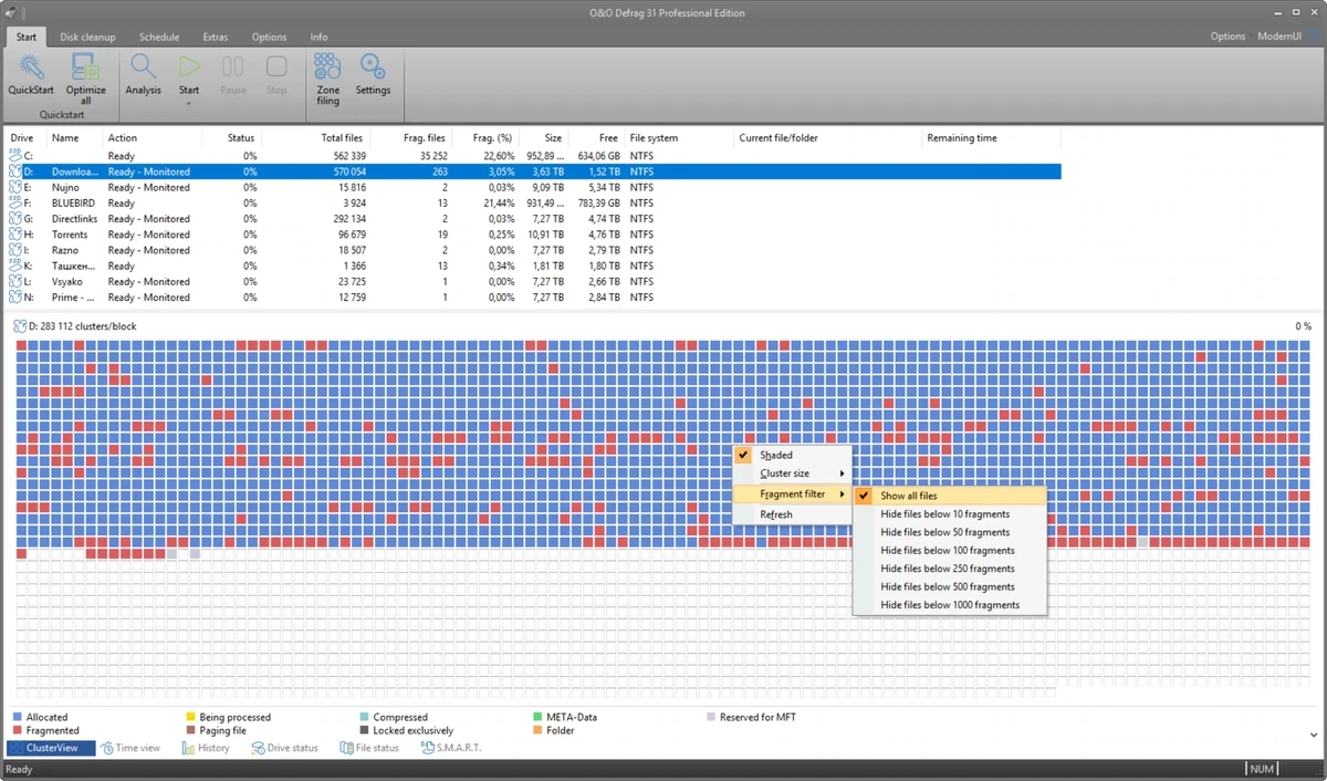 Повышение производительности жестких дисков O&O Defrag Professional 31.2 Build 26042 — изображение 1