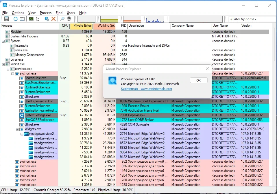 Process Explorer 17.02 Portable — изображение 1