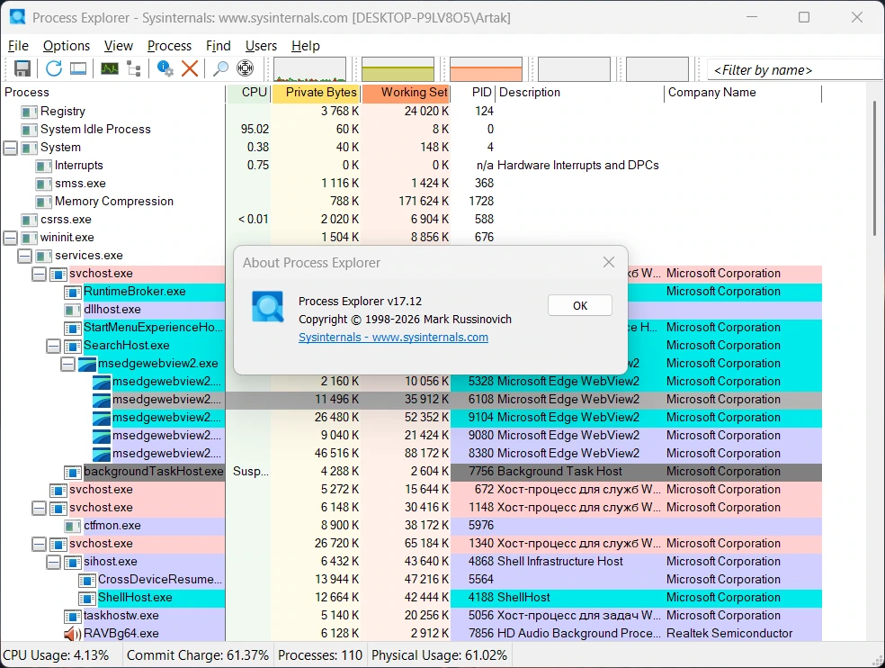 Process Explorer 17.12 Portable — изображение 1