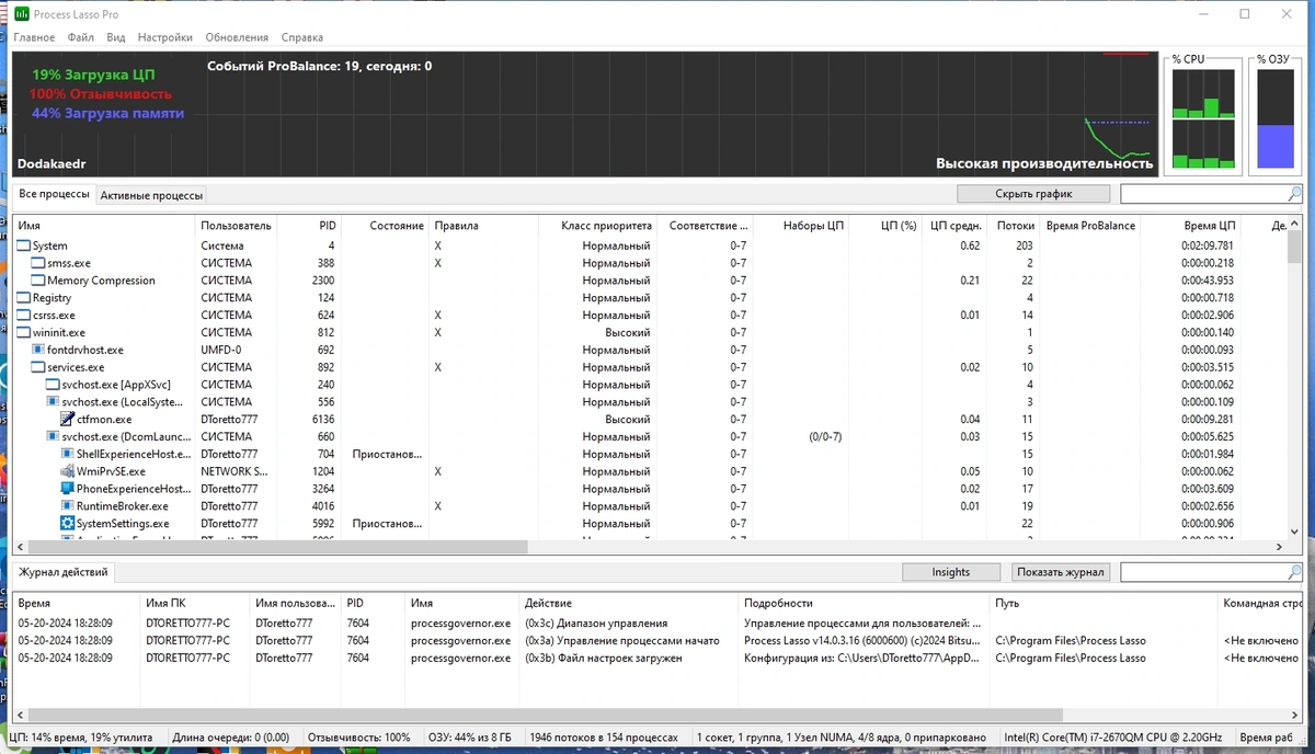 Process Lasso Pro 14.0.3.16 Полная + Портативная версии by Dodakaedr — изображение 1