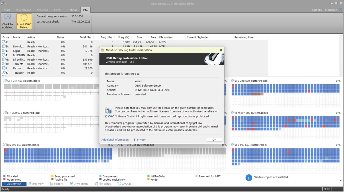 Программа дефрагментации дисков O&O Defrag Professional 30.0 Build 1056 — изображение 1