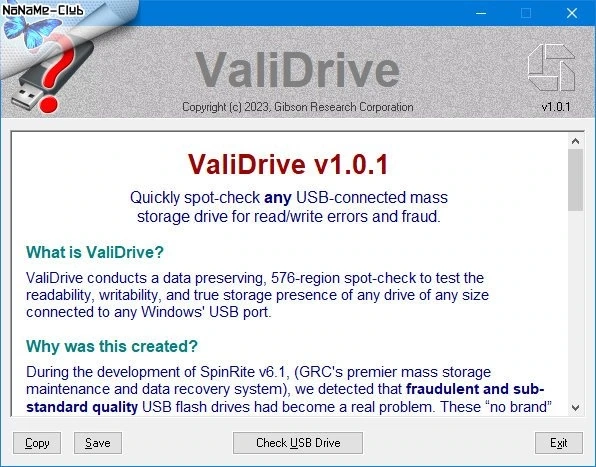 Программа для проверки флешки ValiDrive 1.0.1 Portable — изображение 1
