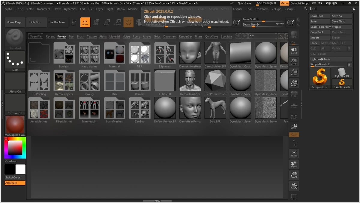Имитация процесса «лепки» трёхмерной скульптуры ZBrush 2025.0.0 — изображение 1