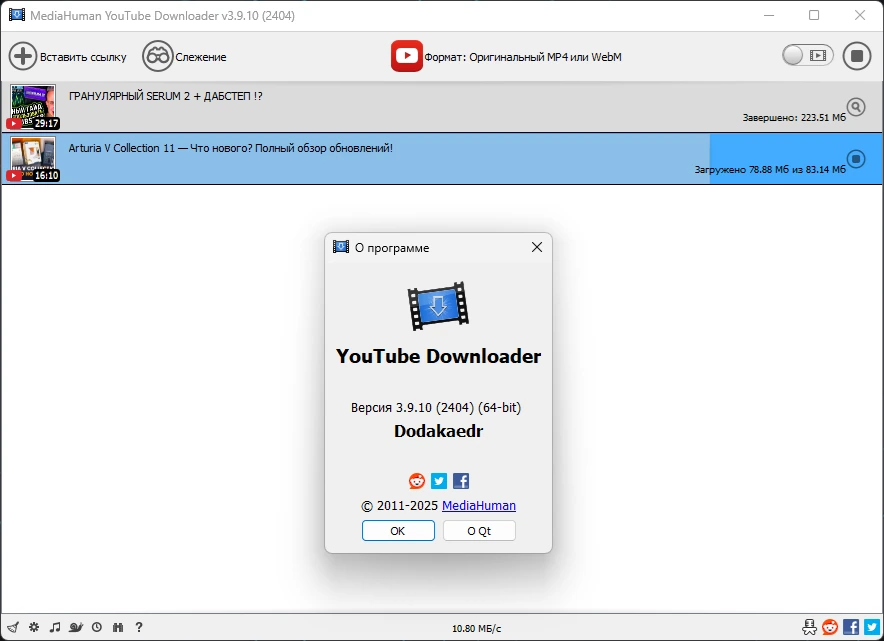 Программа загрузчик MediaHuman YouTube Downloader 3.9.10 (2404) by Dodakaedr — изображение 1