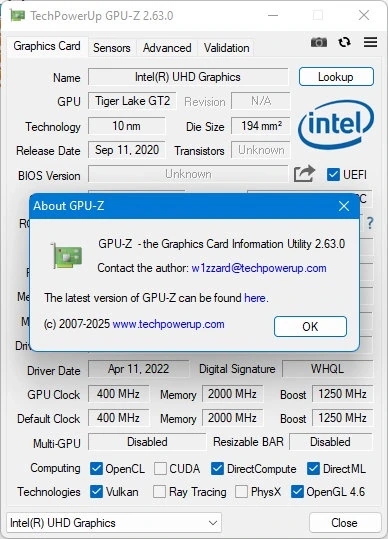 Просмотр характеристик видеокарты GPU-Z 2.63 Английская версия — изображение 1