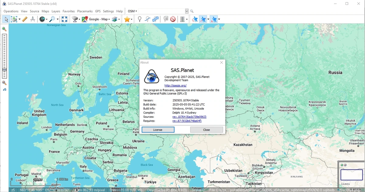 Просмотр спутниковых снимков SAS.Планета 250505 portable — изображение 1