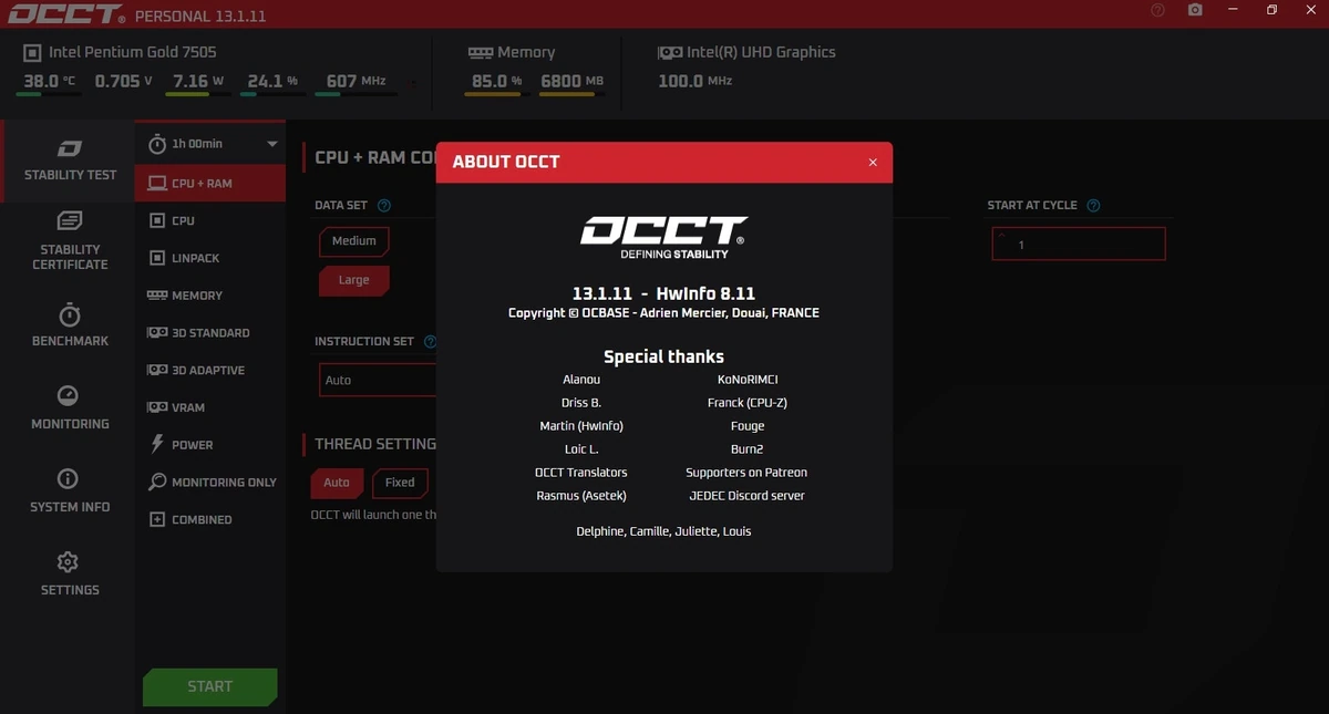 Проверка компьютера OCCT 13.1.11 Portable — изображение 1