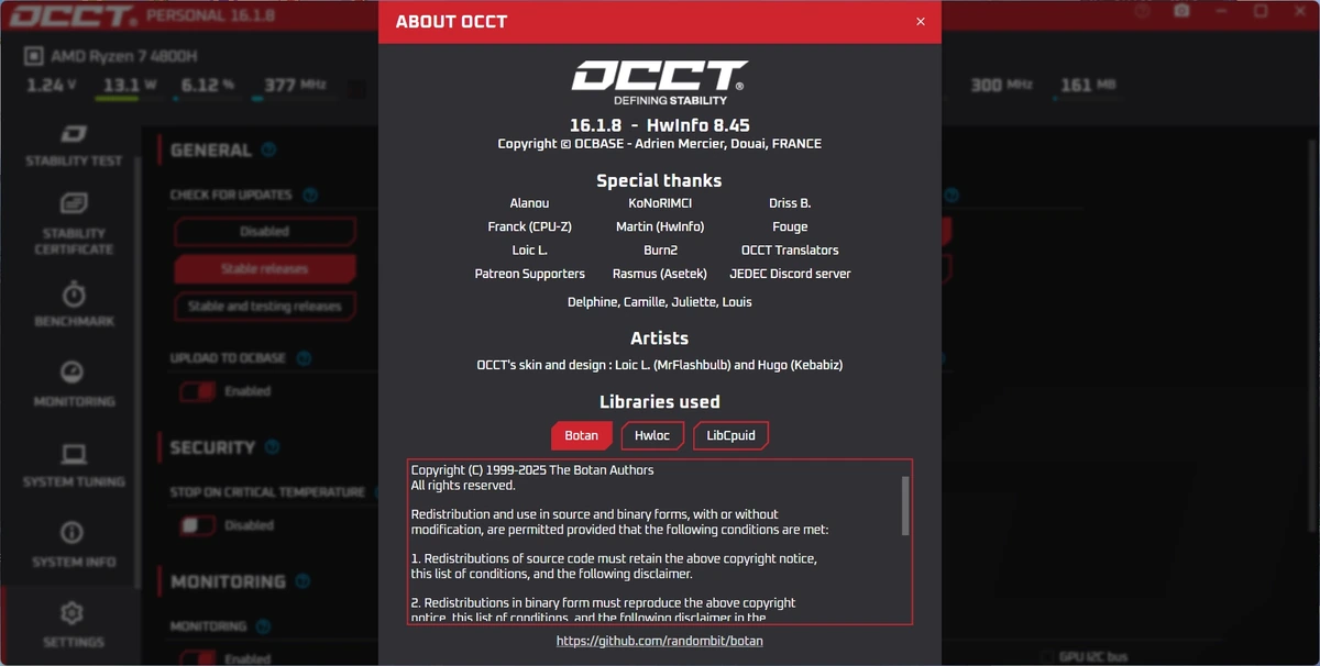 Проверка стабильности видеокарты OCCT 16.1.8 Portable — изображение 1