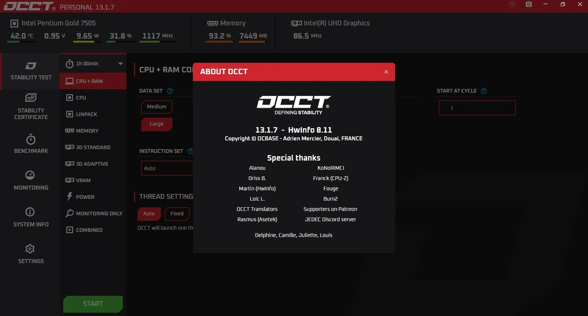 Проверка видеокарты OCCT 13.1.7 Portable — изображение 1