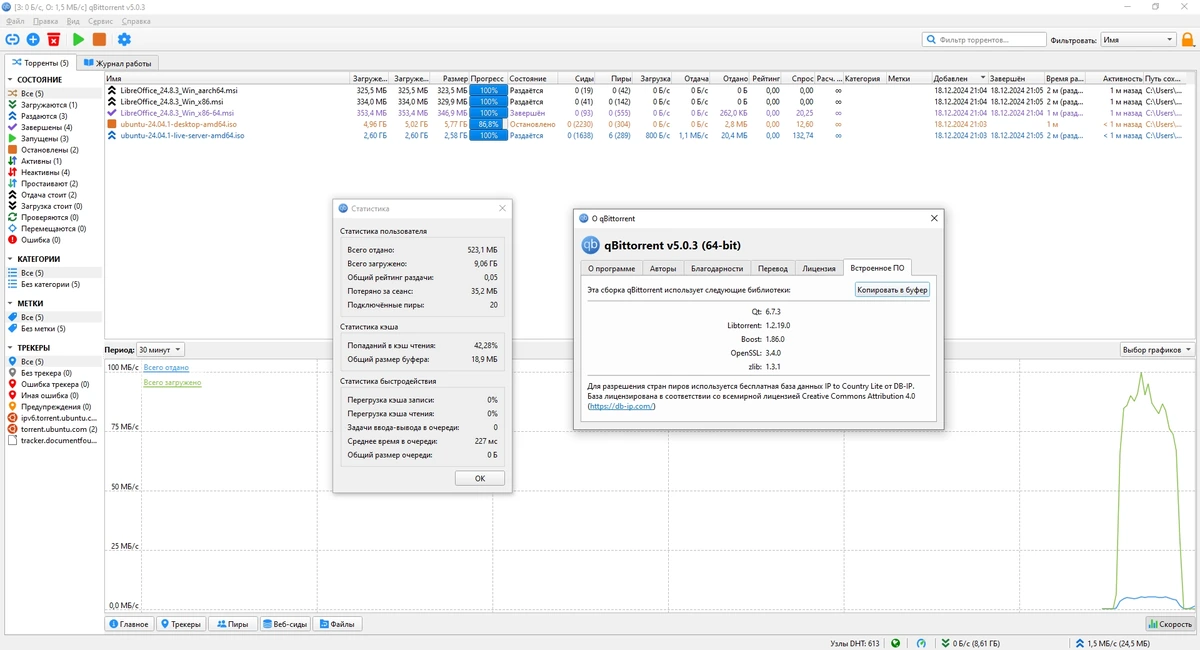 Торрент загрузчик qBittorrent 5.0.3 Portable by stalkerok (x64) — изображение 1