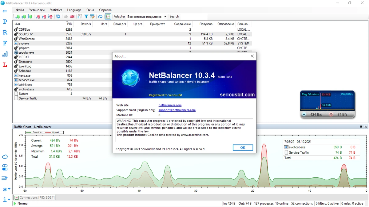 Распределение трафика - NetBalancer 10.3.4.2834 RePack by elchupacabra — изображение 1