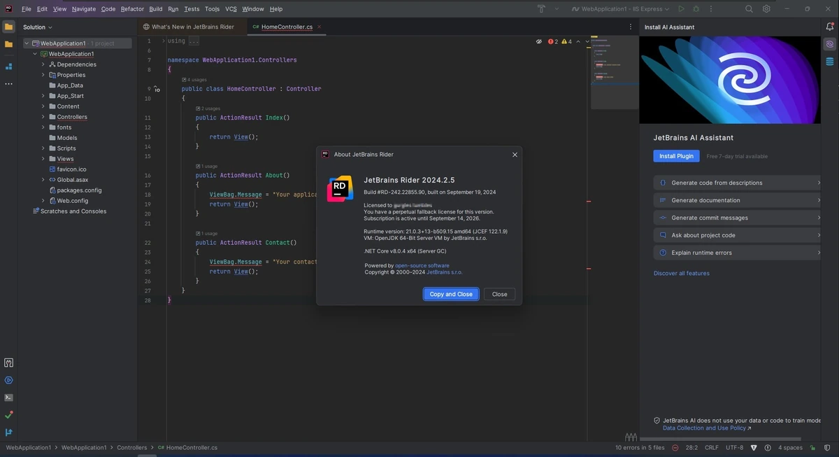 Разработка приложений JetBrains Rider 2024.2.5 Repack by Sitego — изображение 1