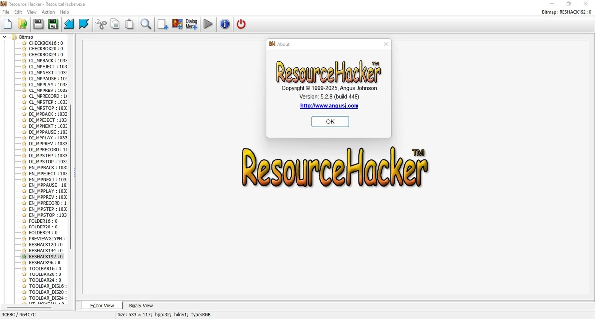 Редактор ресурсов для Win32 Resource Hacker 5.2.8.448 by elchupacabra — изображение 1