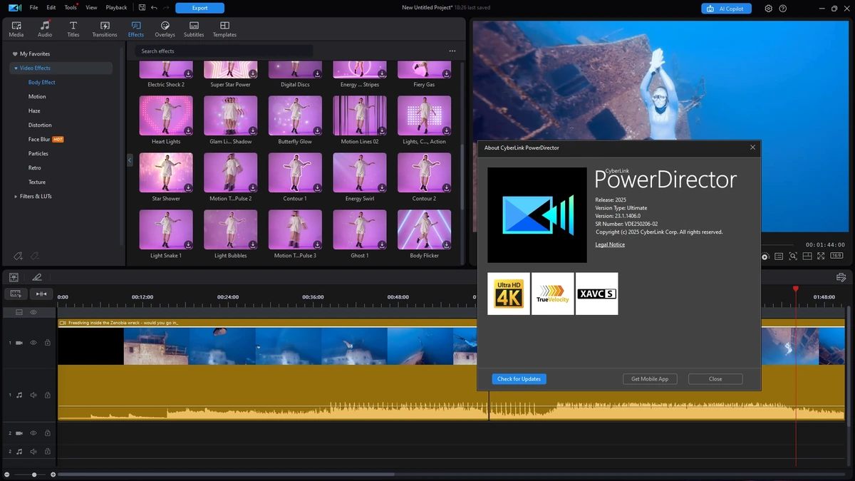 Редактор видео CyberLink PowerDirector 2025 Ultimate 23.1.1406.0 (x64) Portable by 7997 — изображение 1