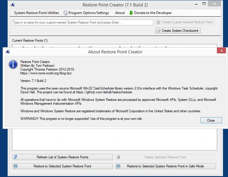 Restore Point Creator 7.1 Build 2 + Portable — изображение 1