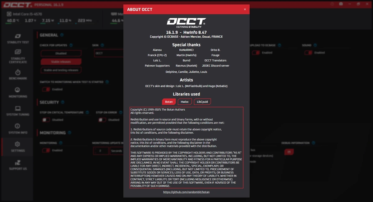 Синтетические тесты видеокарты OCCT 16.1.9 Portable — изображение 1
