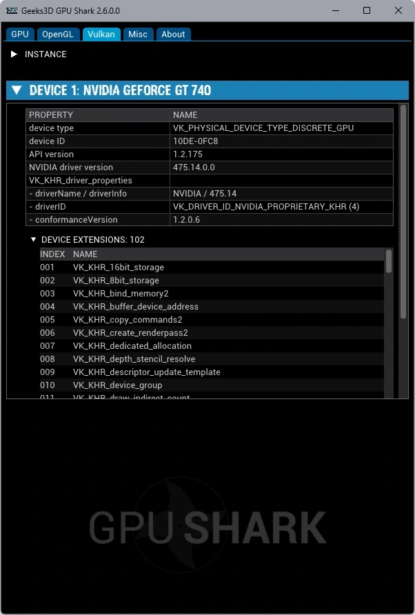 Состояние видеокарты GPU Shark II 2.6.0.0+ Portable — изображение 1