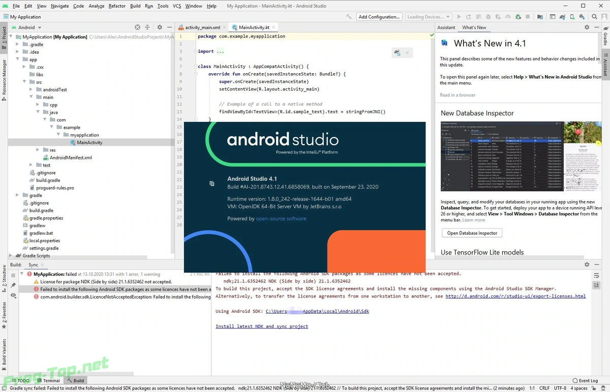 Создание приложений для Андроид - Android Studio 4.1 Build #AI-201.8743.12.41.6858069 — изображение 1