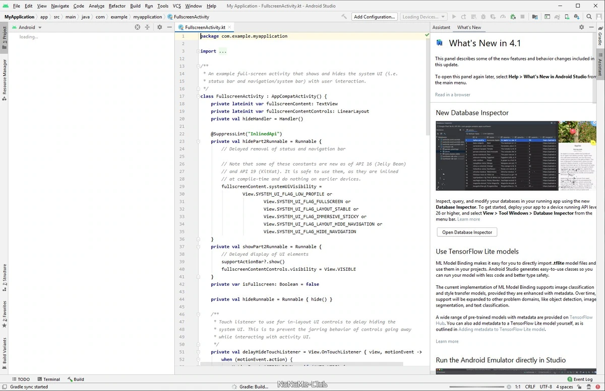 Android Studio 4.1.3 Build #AI-201.8743.12.41.7199119 — изображение 1