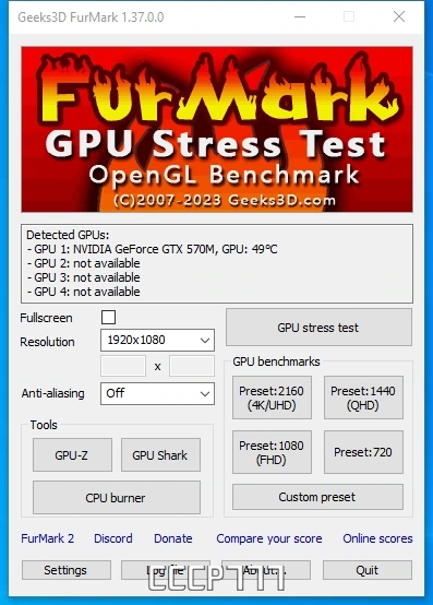 Стресс тест для видеокарты - FurMark 1.37.0 — изображение 1