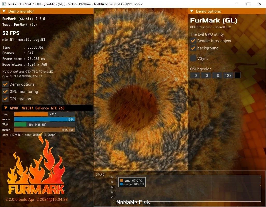 Стресс тесты видеокарты - FurMark 2.2.0.1 — изображение 1