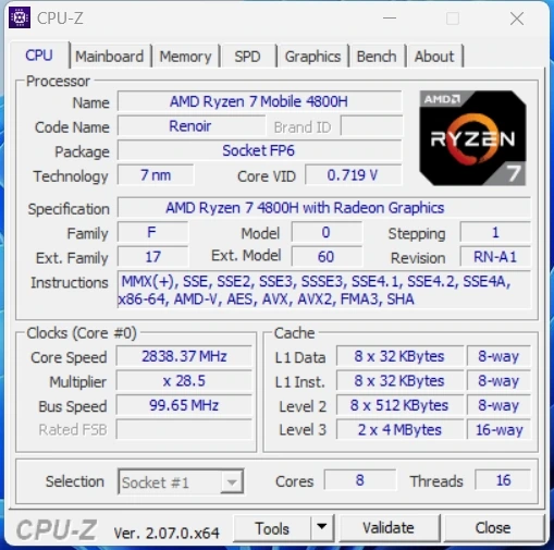 Сведения о процессоре - CPU-Z 2.07.0 + Portable [En] — изображение 1