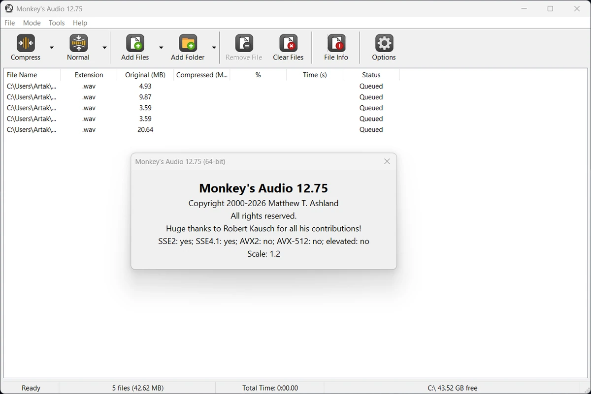 Сжатие аудиофайлов Monkey's Audio 12.75 — изображение 1