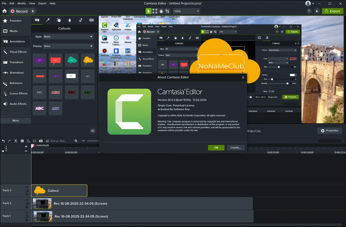TechSmith Camtasia 26.0.3 Build 1535 — изображение 1