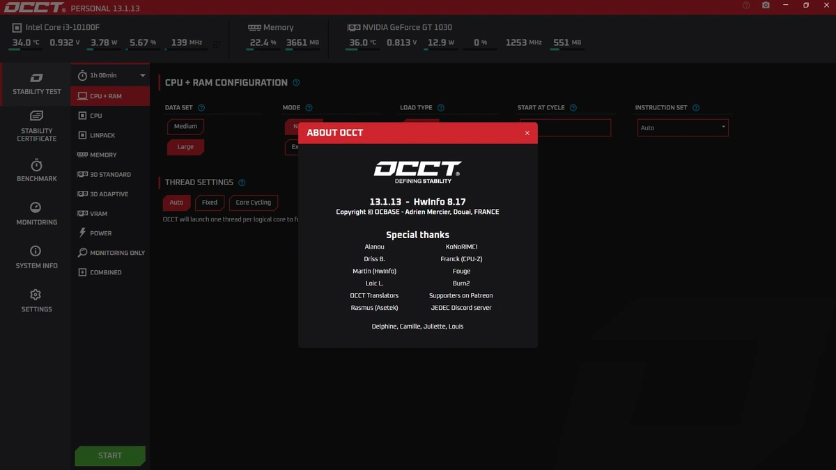 Тест для компьютера OCCT 13.1.13.99 by elchupacabra — изображение 1