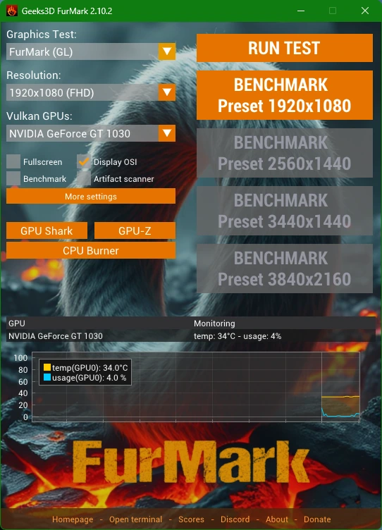 Тестирование производительности видеокарты FurMark 2.10.2.0 + Portable — изображение 1