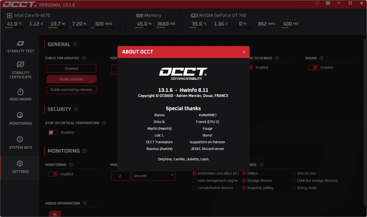 Тестирование видеокарт OCCT 13.1.6 Portable — изображение 1
