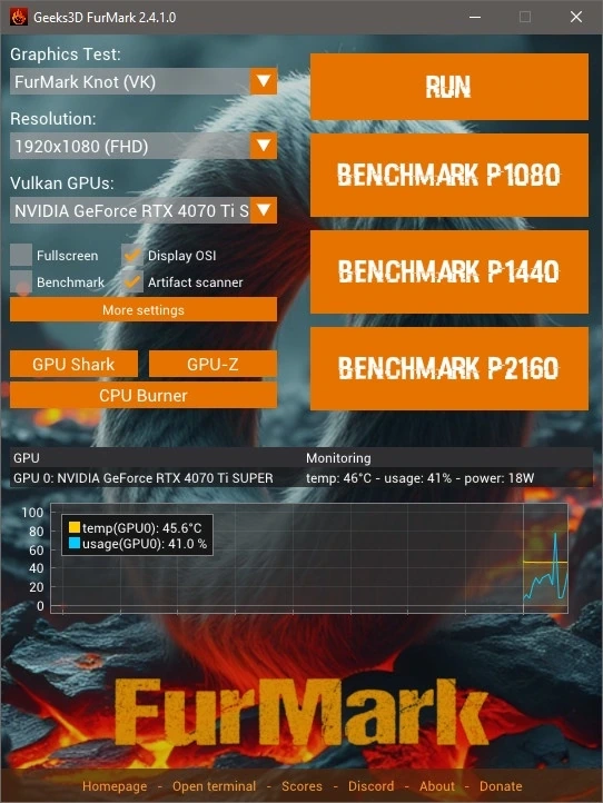 Тестирование видеокарты на отказ FurMark 2.4.1.0 + Portable — изображение 1