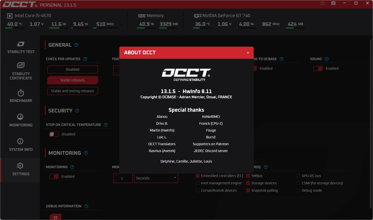 Тестирование видеокарты OCCT 13.1.5 Portable — изображение 1