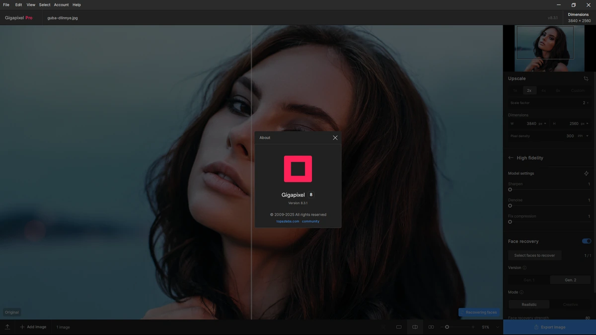 Фоторедактор Topaz Gigapixel AI Pro 8.3.1 by KpoJIuK — изображение 1
