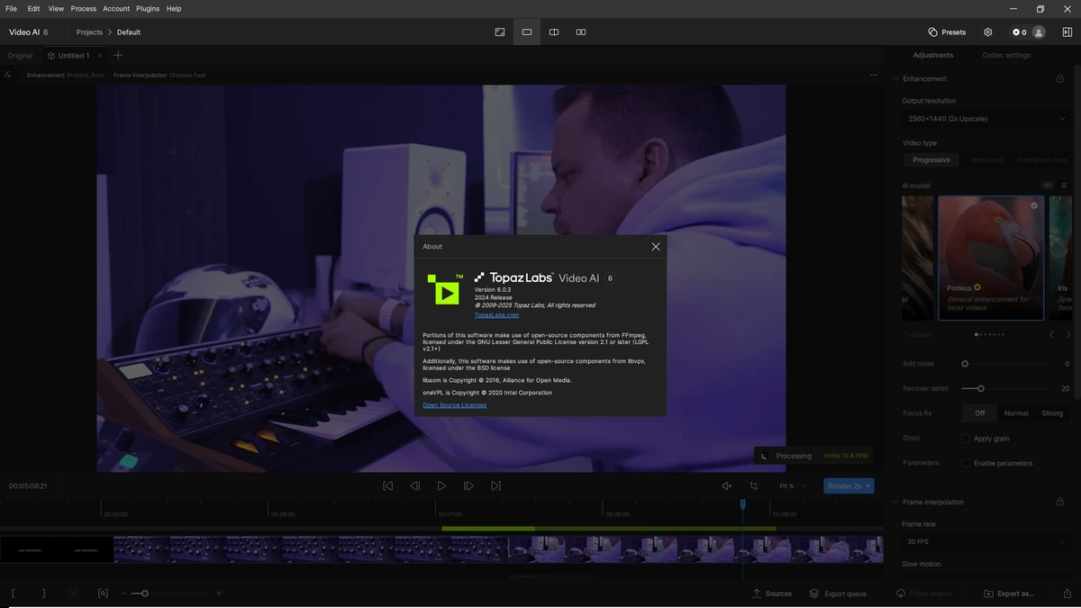 Точное увеличение видео Topaz Video AI 6.0.3 (x64) by KpoJIuK — изображение 1