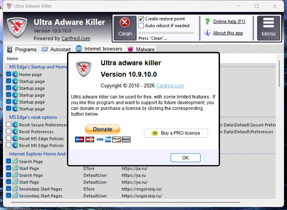 Удаление рекламного ПО Ultra Adware Killer 10.9.10.0 — изображение 1