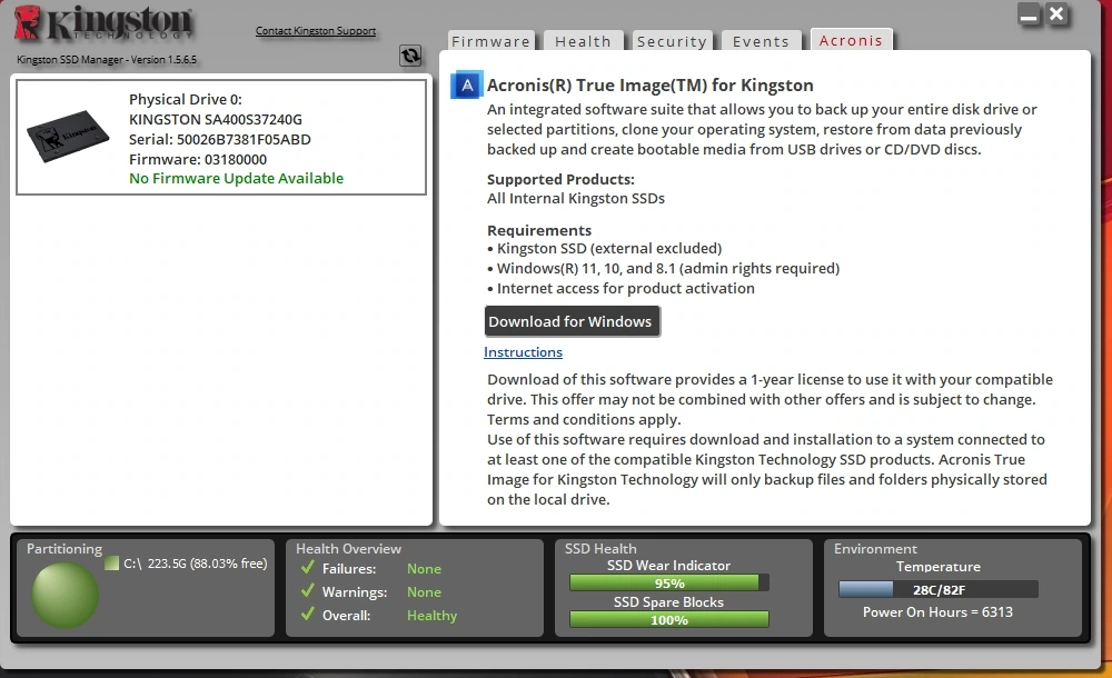 Kingston SSD Manager 1.5.6.5 — изображение 1