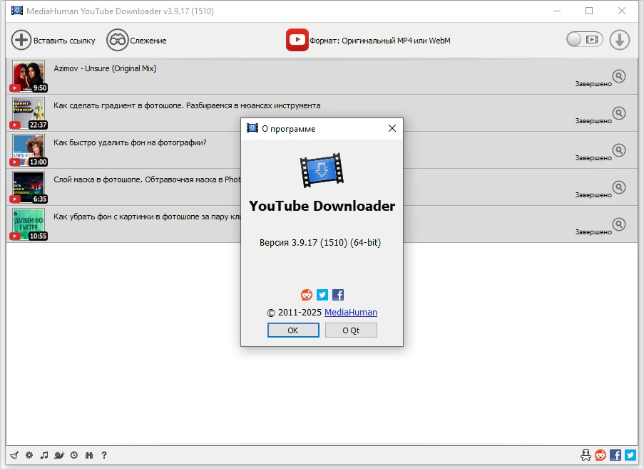 Видеозагрузчик с Ютуба MediaHuman YouTube Downloader 3.9.17 (1510) — изображение 1
