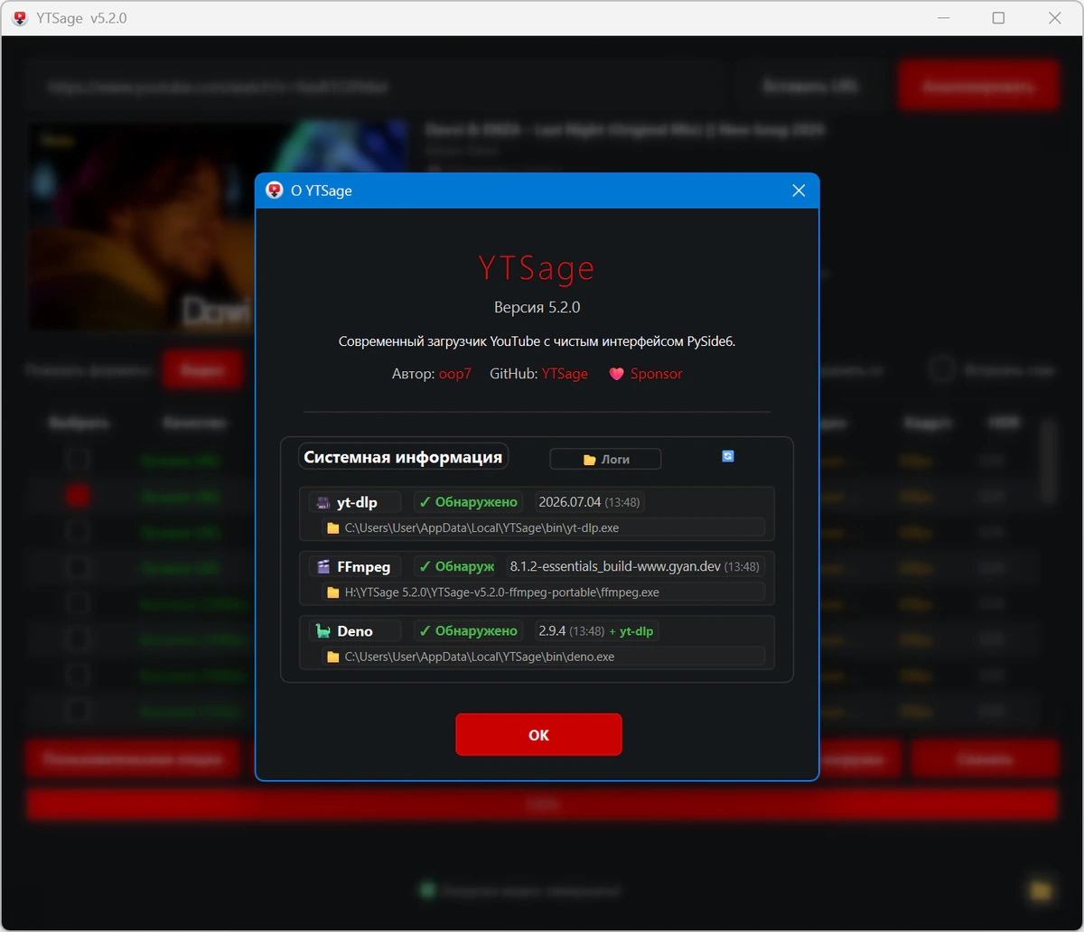 Видеозагрузчик YTSage 5.2.0 — изображение 1