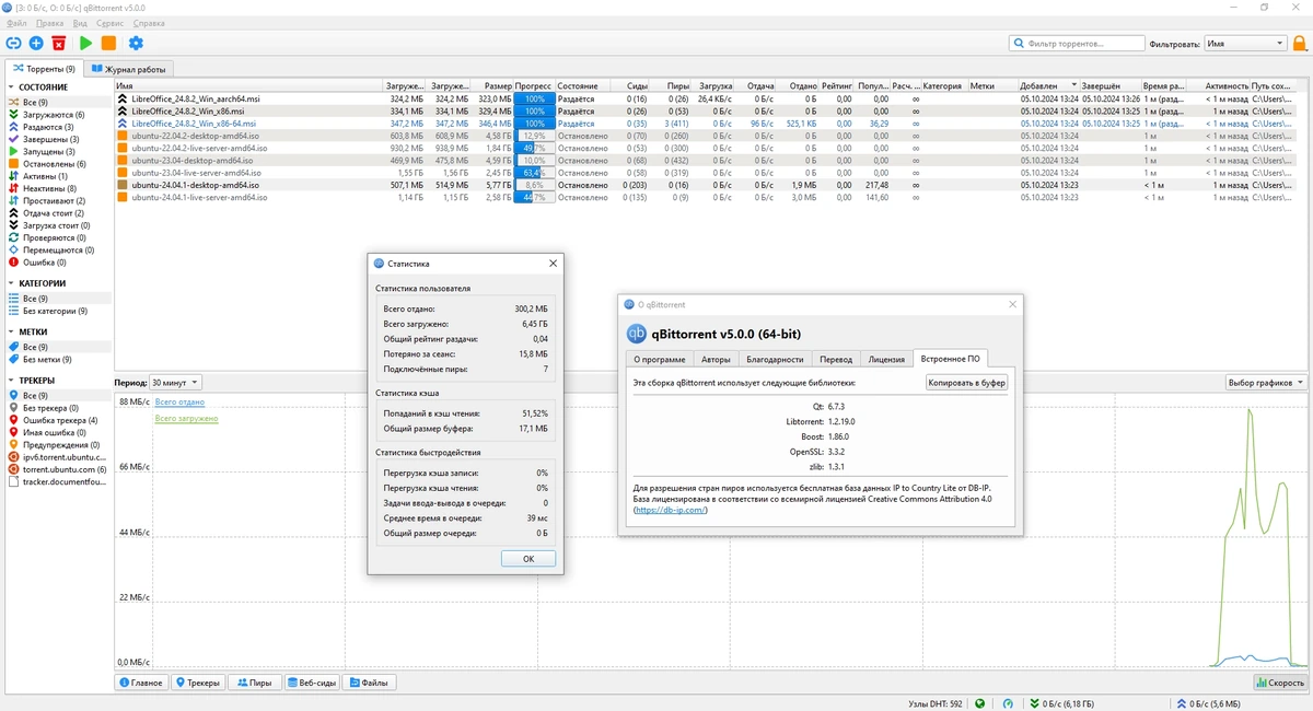 Бесплатный торрент загрузчик qBittorrent 5.0.0 Portable by stalkerok (x64) — изображение 1