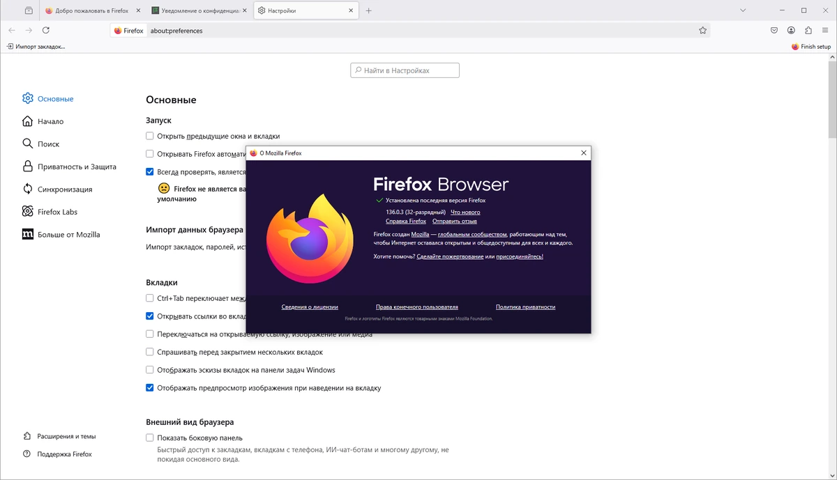 Браузер для Windows Firefox Browser 136.0.3 — изображение 1
