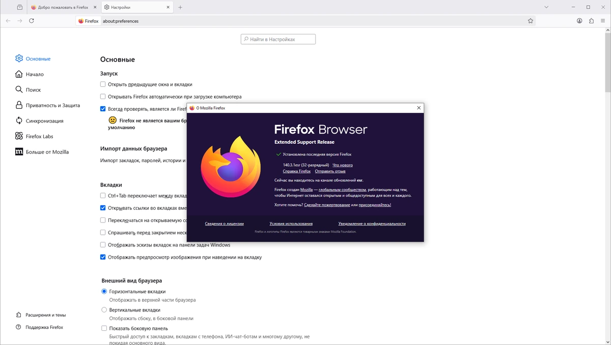 Браузер Firefox Browser ESR 140.3.1 — изображение 1