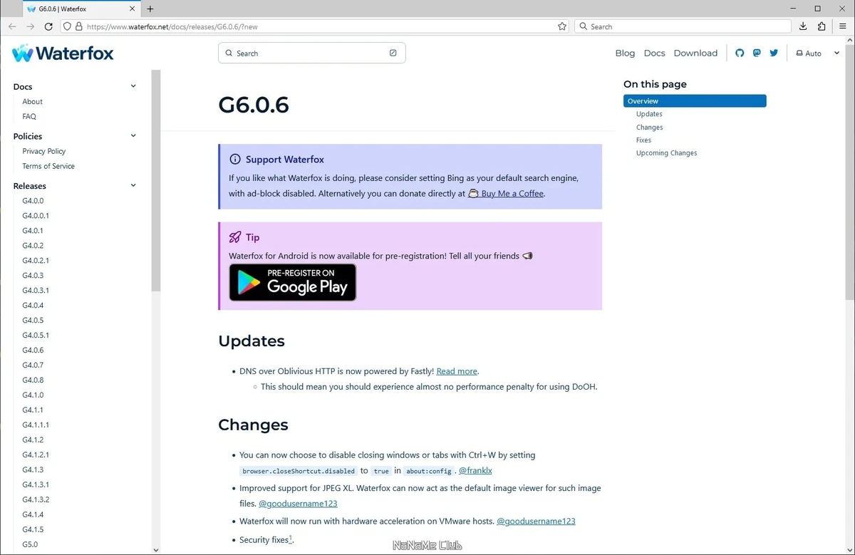 Браузер - Waterfox Current G6.0.6 — изображение 1