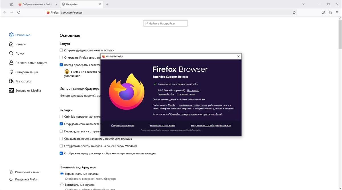 Быстрый браузер Firefox Browser ESR 140.6.0 — изображение 1