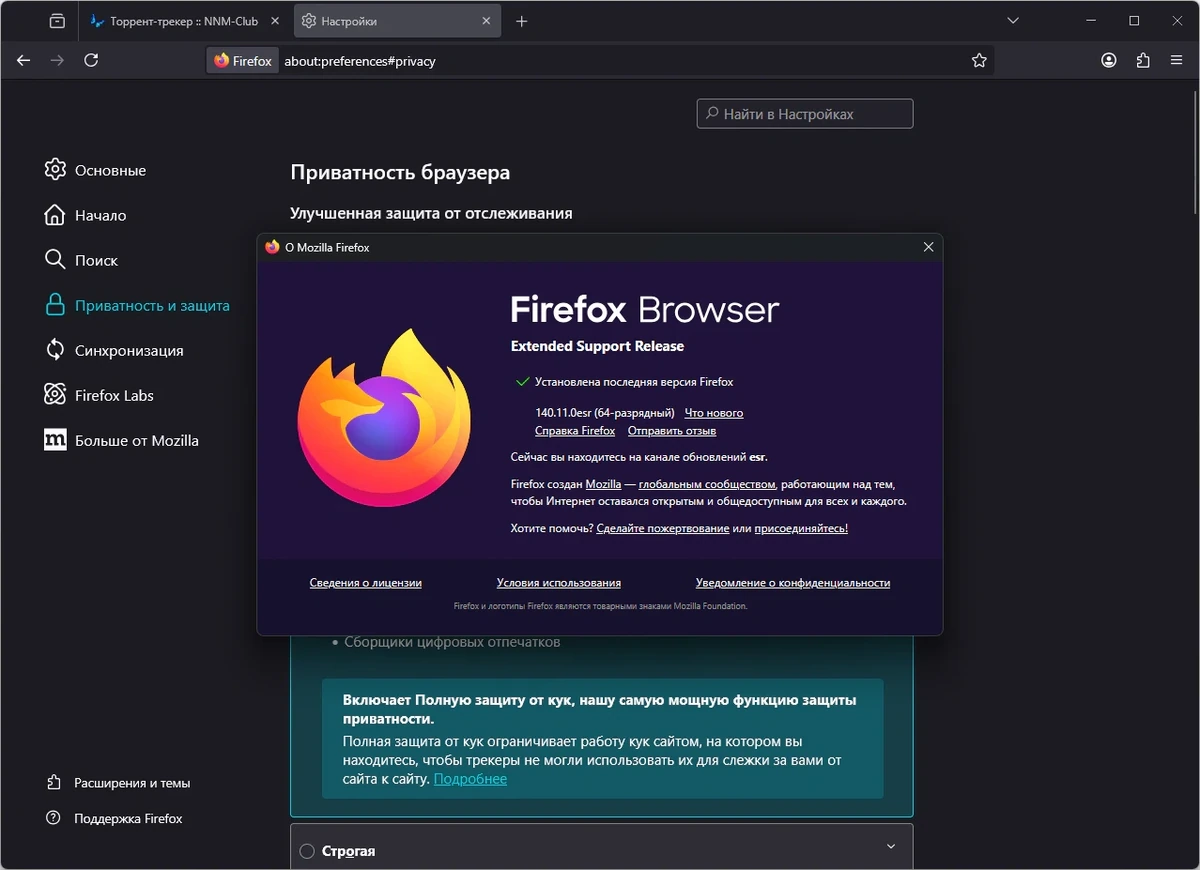 Быстрый и стабильный браузер Firefox Browser ESR 140.11.0 — изображение 1